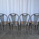 Ensemble de 6 chaises de salle à manger vintage grises en bois cintré : style Thonet, assise en cannage.