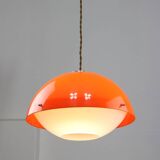 Italian space age orange plexiglass pendant lamp, 1970s