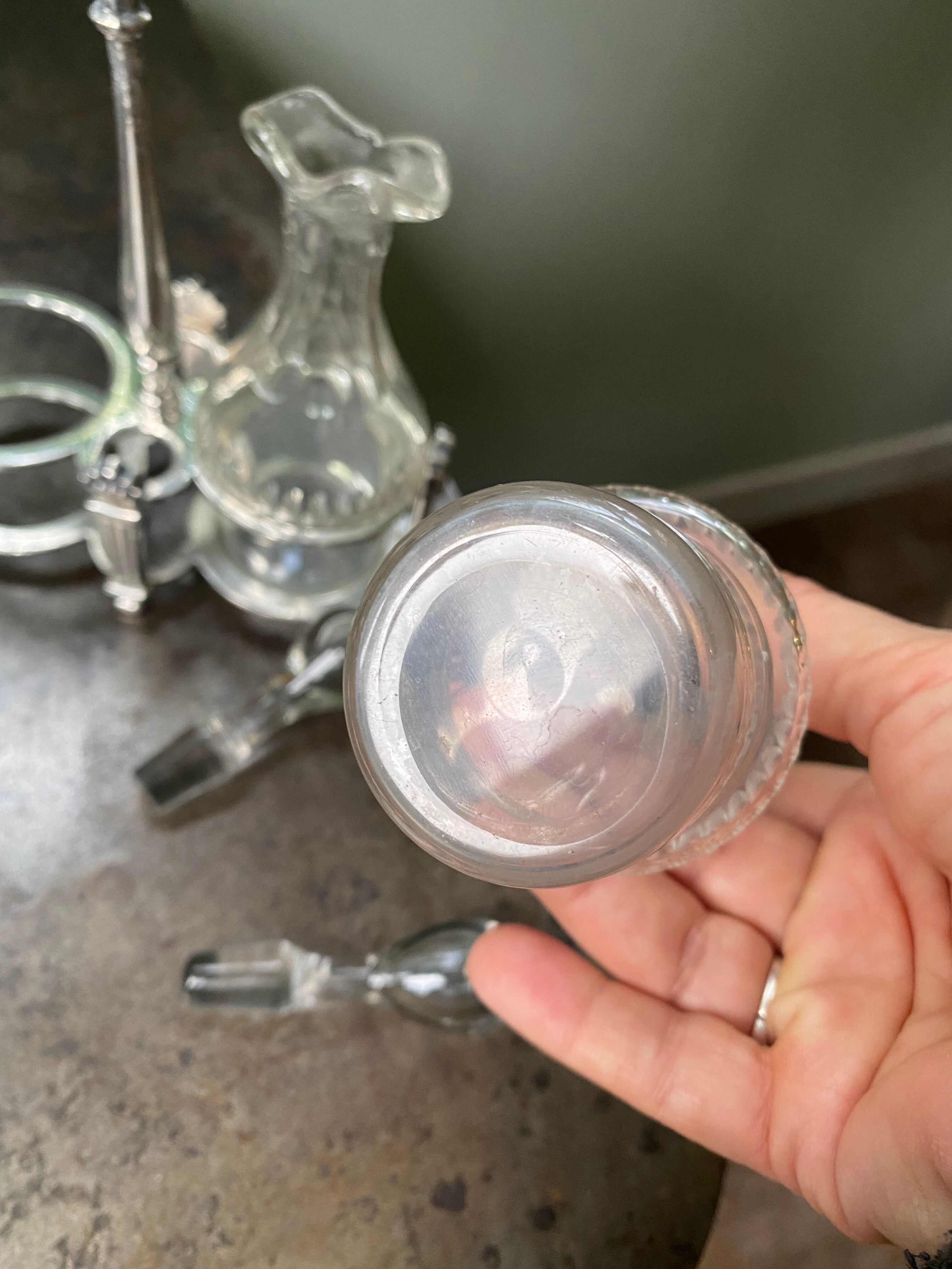 Former servant oil and vinegar silver and cut glass