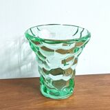 Art Deco vase, Pierre d'Avesn, green honeycomb pattern