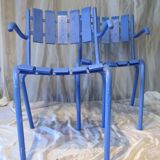 Pair of ultramarine blue garden or patio armchairs
