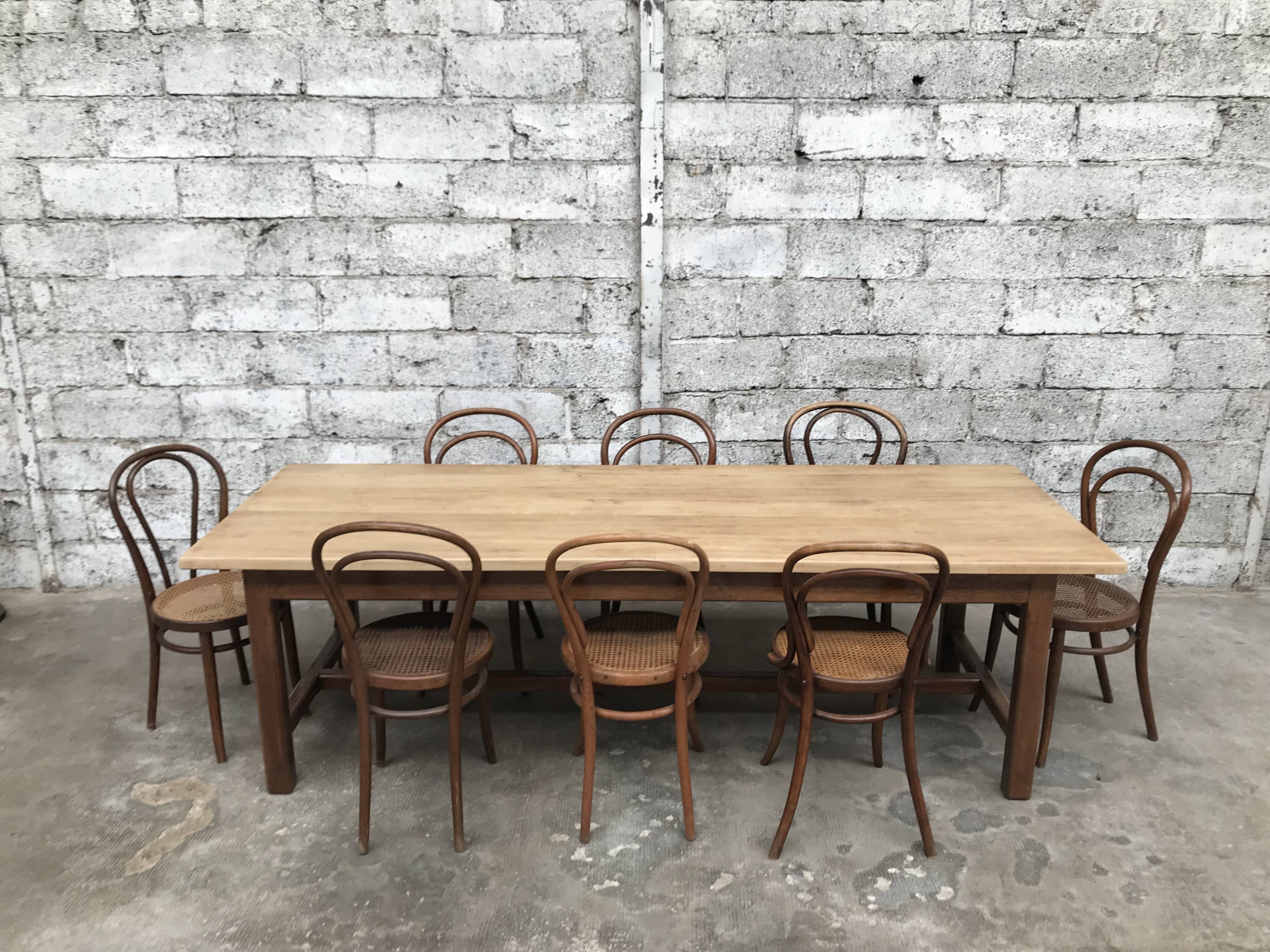Old oak farm table industrial vintage early twentieth