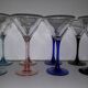 Lot de 8 coupes à champagne avec pieds colorés