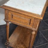 Oak bathroom cabinet with 1 drawer and marble top