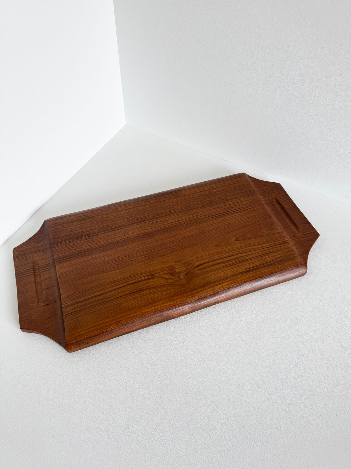 Vintage teak serving tray from the 1950s with compartments.
