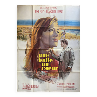 Affiche cinéma originale "Une balle au coeur" Françoise Hardy 120x160cm 1966