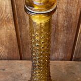 Italian Empoli carafe in amber brown bubbled glass. 1970s.