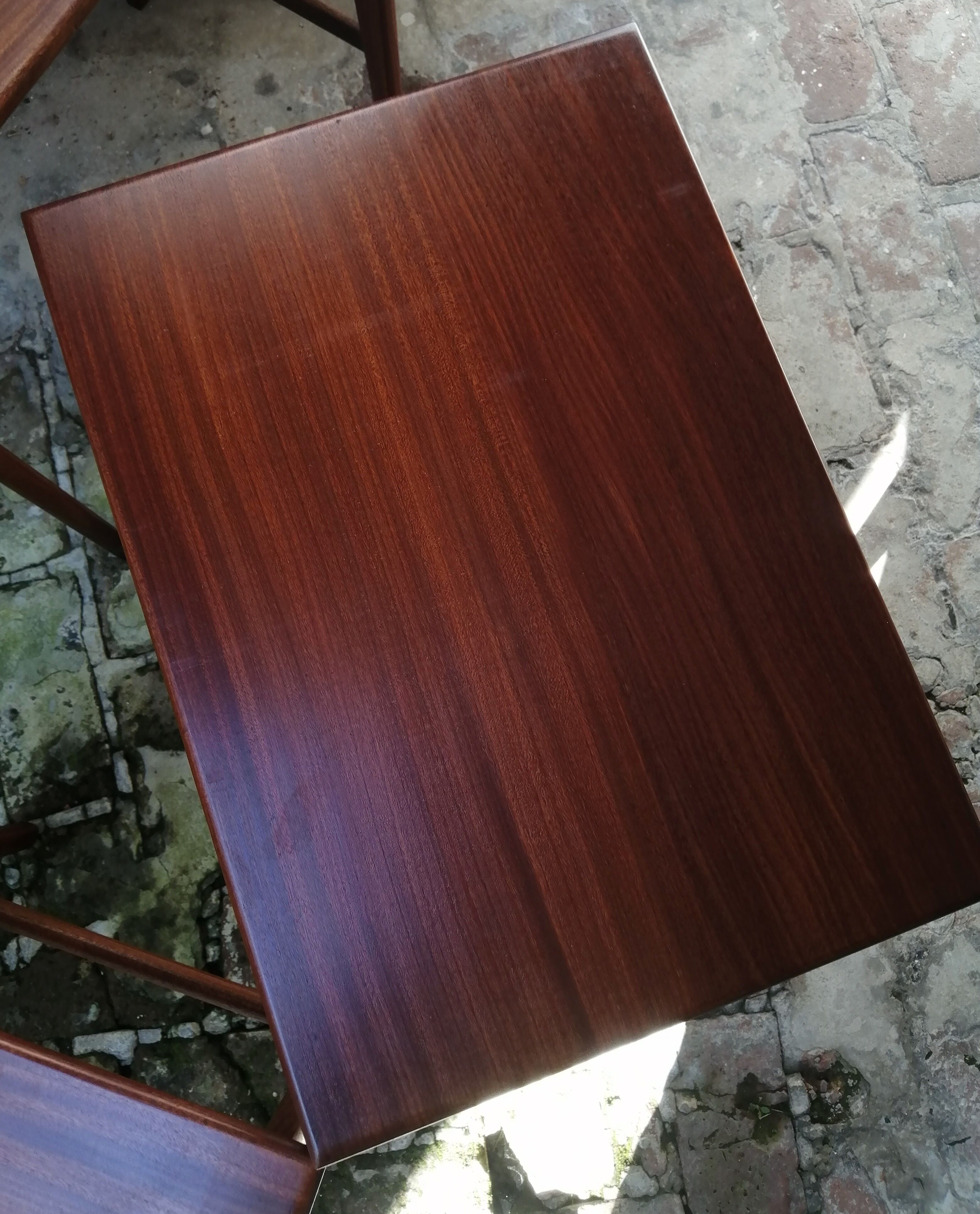 Pull-out tables from the 60s in solid exotic wood published by Younger