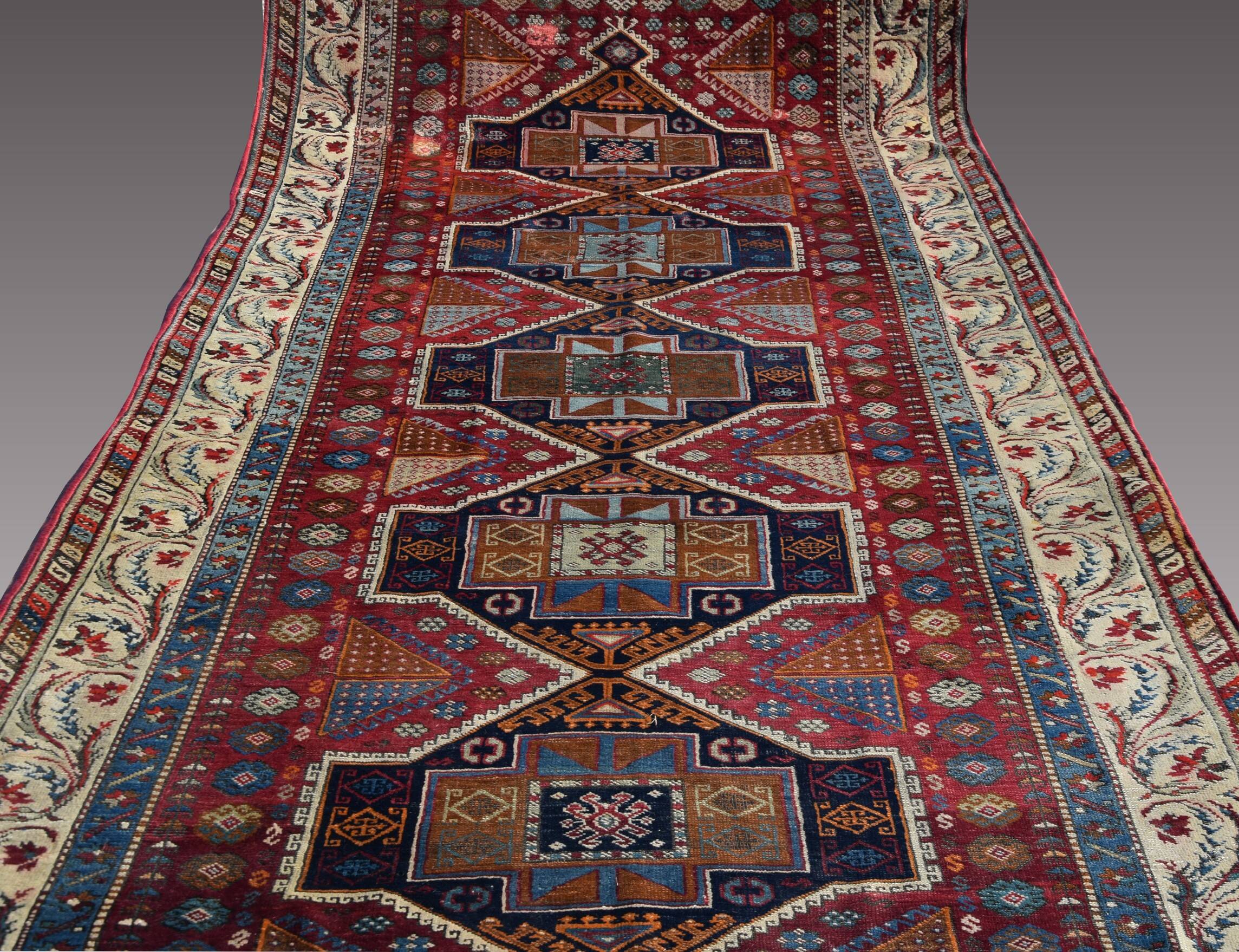Very Old Turkish Rug, Kurdish Tribe: 1.58 X 3.35 Meters