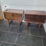 Pair of vintage 70s walnut bedside tables