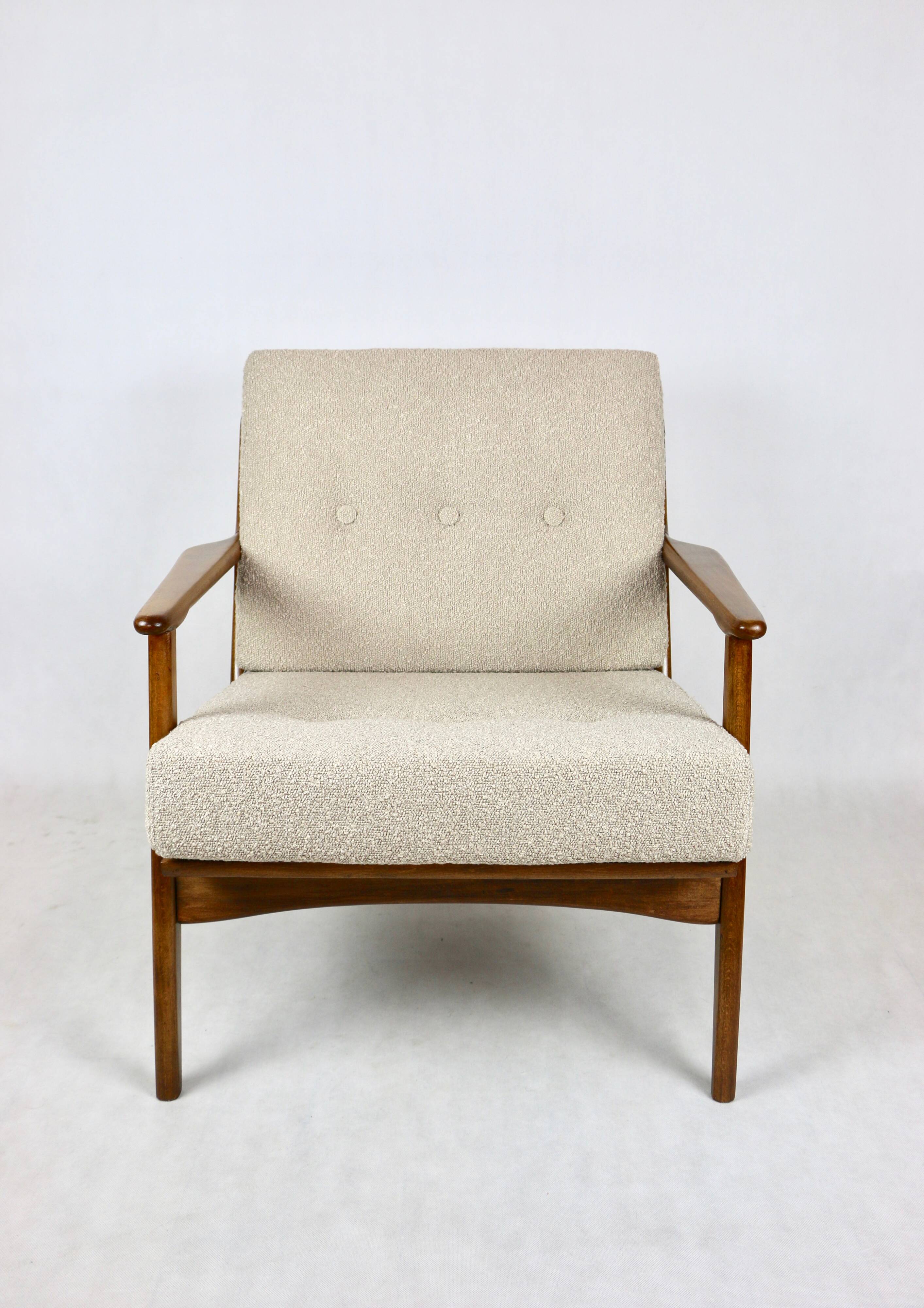 Danish Vintage Beige Boucle Armchair, 1970s