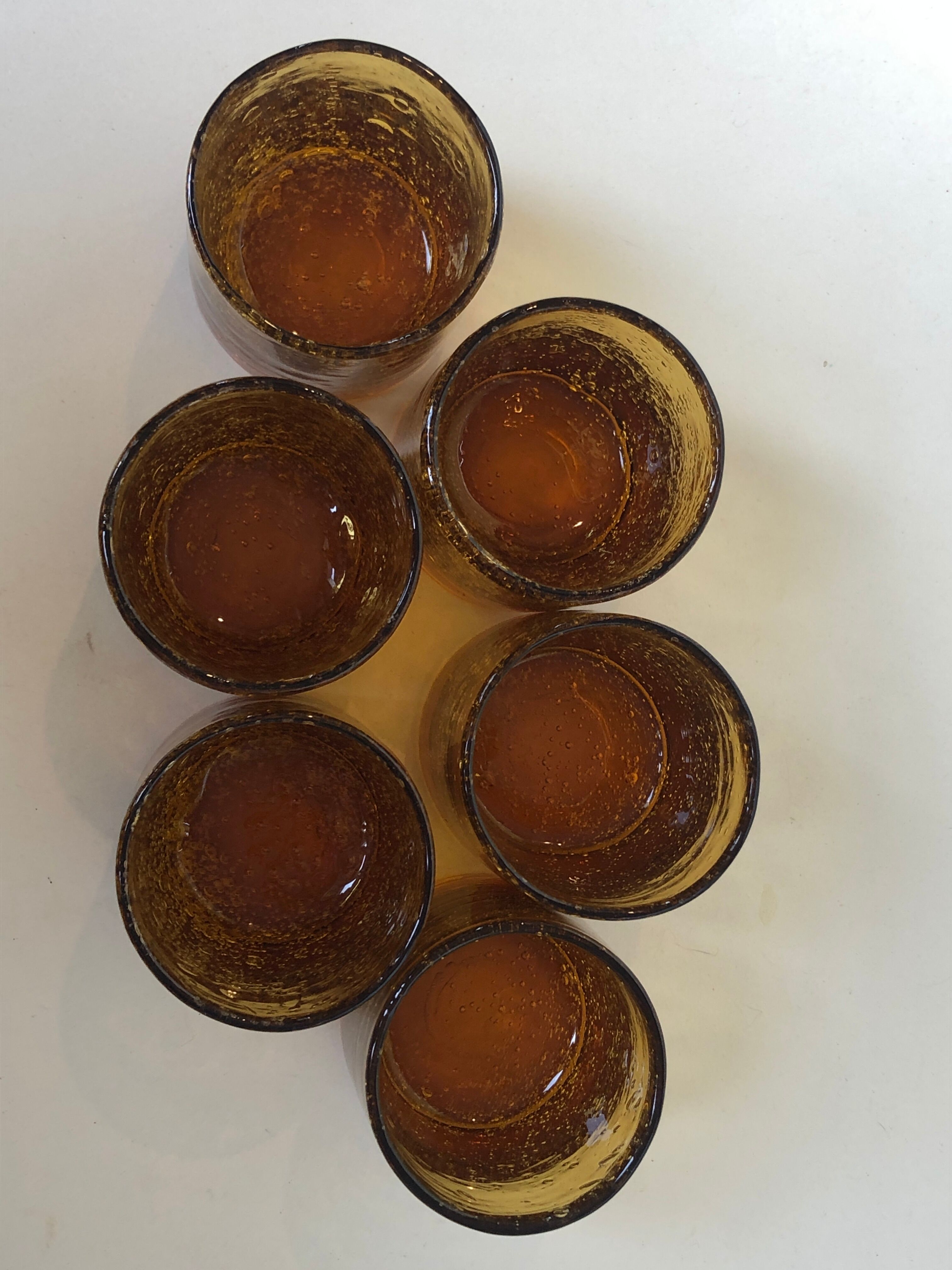 Set of 6 real Biot glass handmade