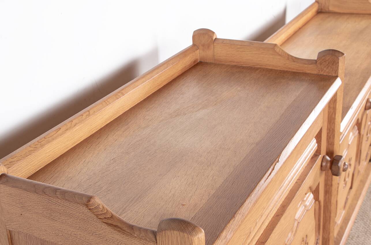 French enfilade in solid oak by Guillerme and Chambron 1960.