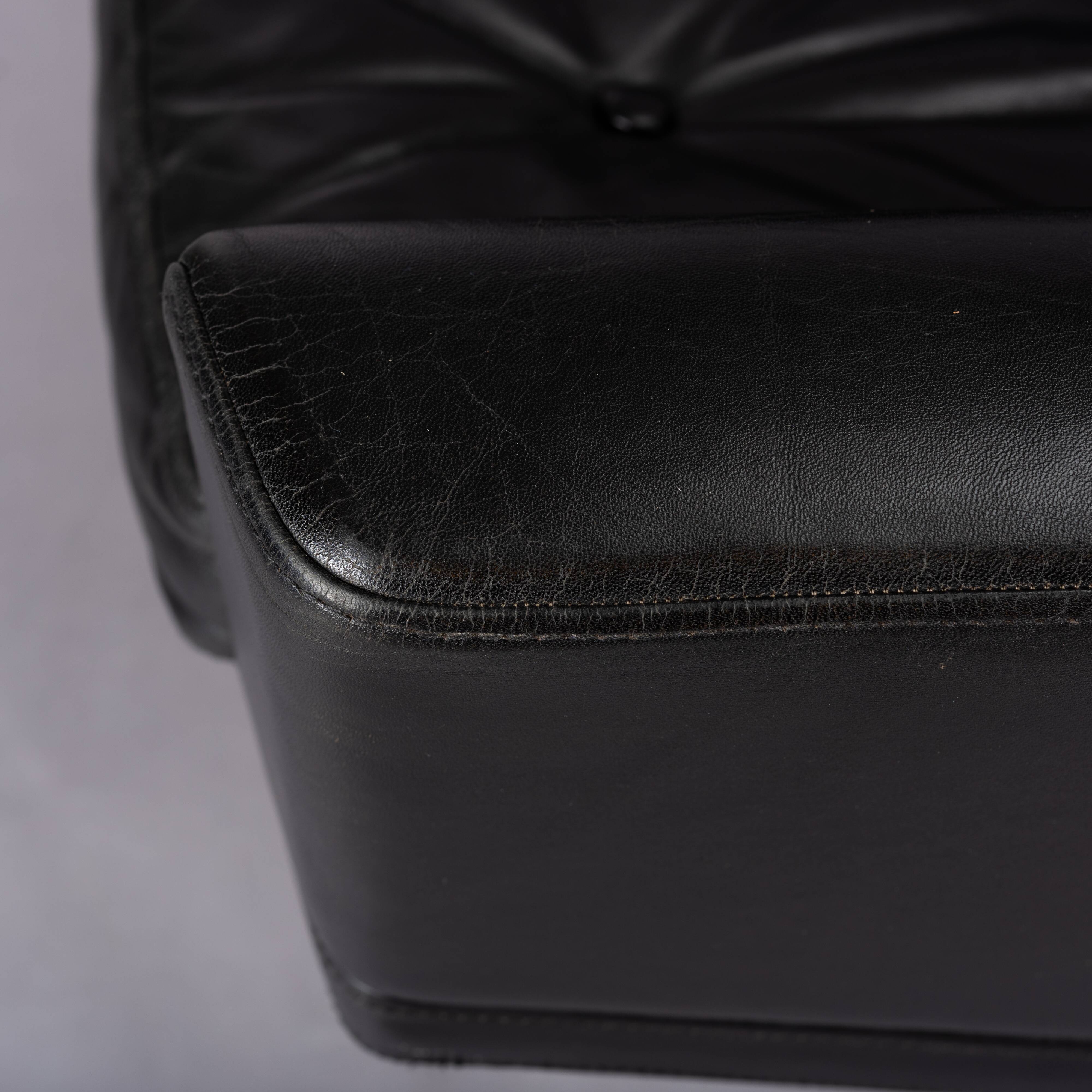 Mid-century black leather swivel chair by Lystager, 1960s