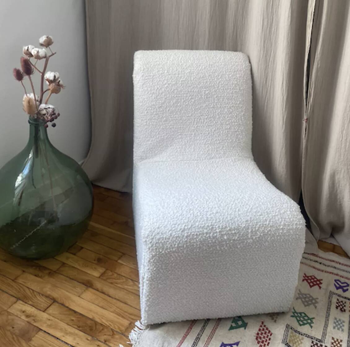 Boucle wool fireside chair