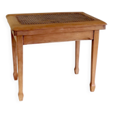 Table d'appoint en bois massif et cannage - mid. XXème