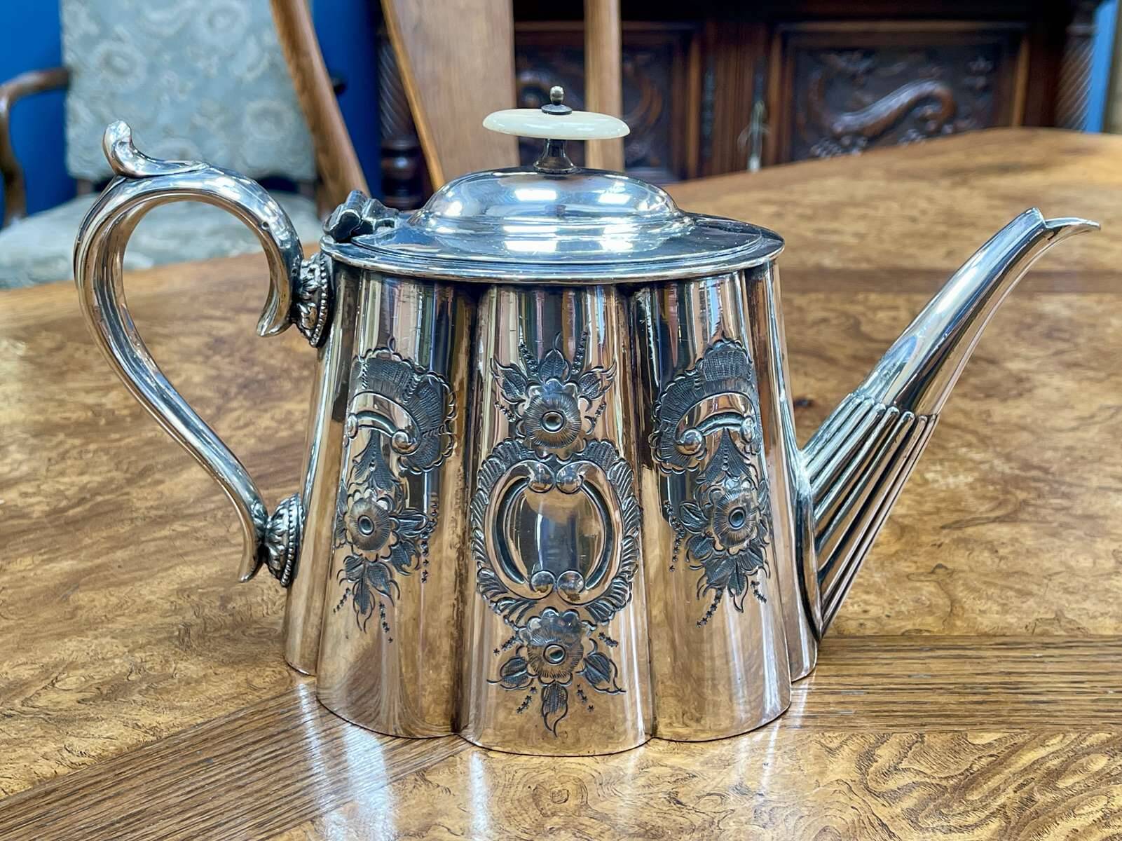 19th century English silver-plated teapot