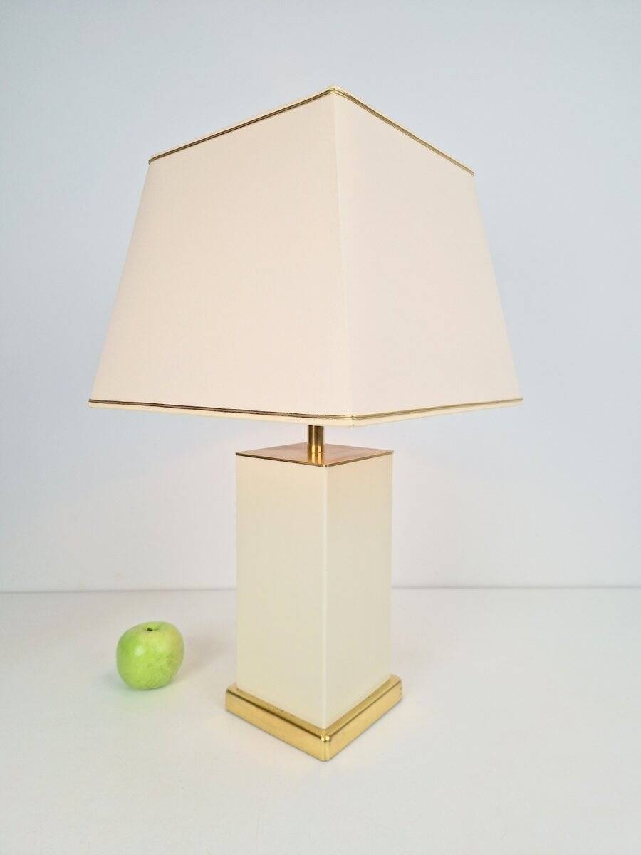 Vintage Brass and Cream Table Lamp from Maison Charles, 1970s