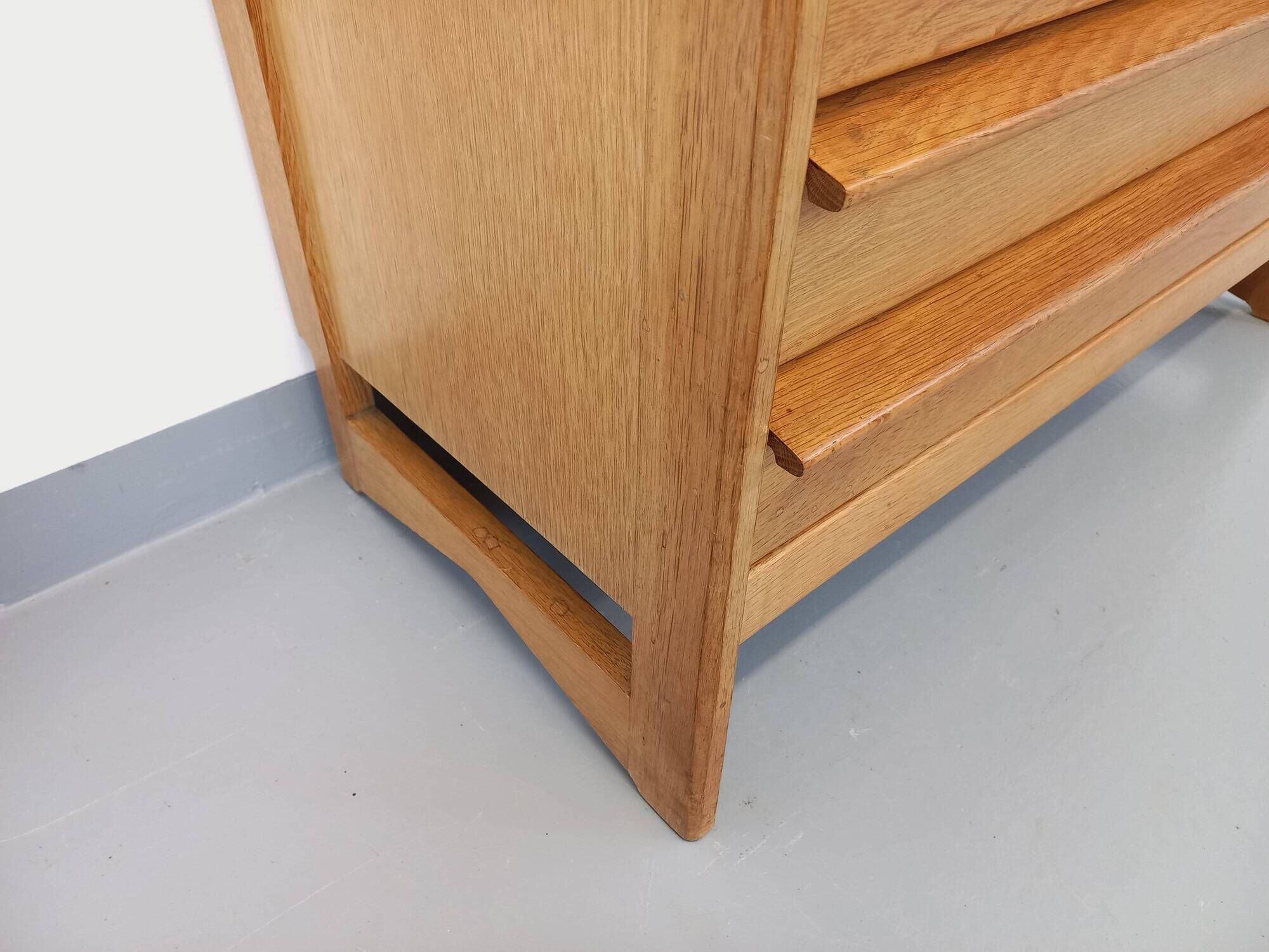 Vintage Guillerme and Chambron secretary desk in solid oak from the 50s and 60s