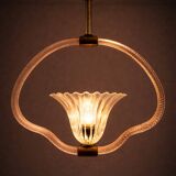 Art Deco Chandelier attributed to Barovier & Toso, Murano Glass, 1940s