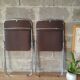 Set of two folding chairs in brown and metal fabric - vintage
