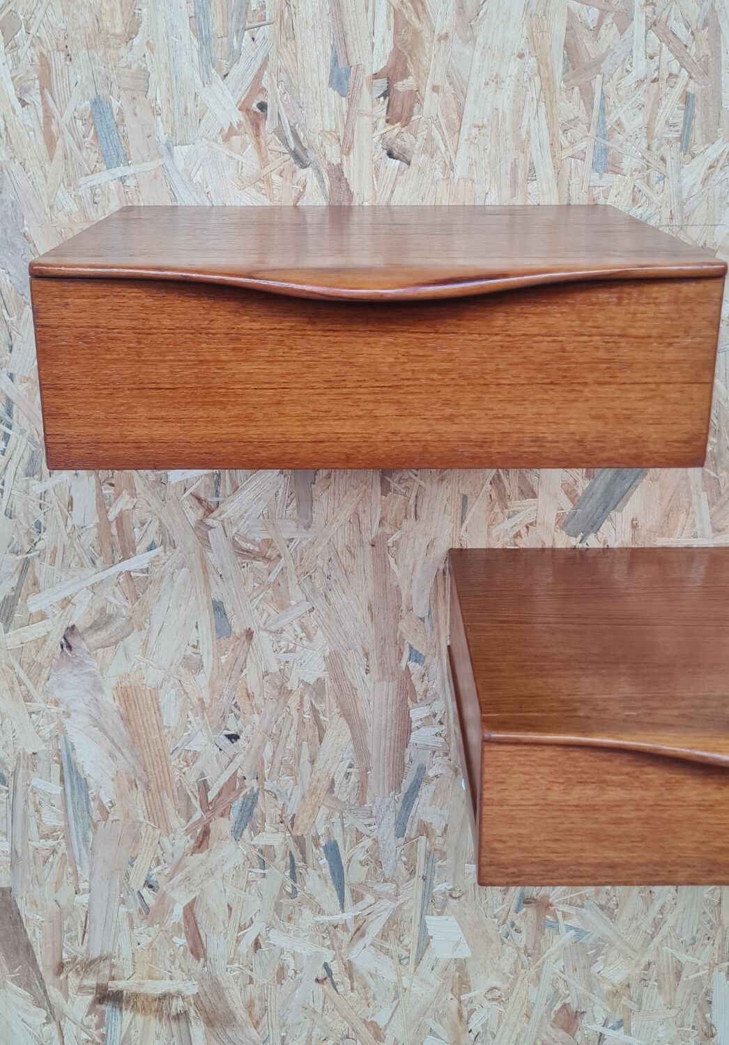 Pair of teak hanging bedside tables