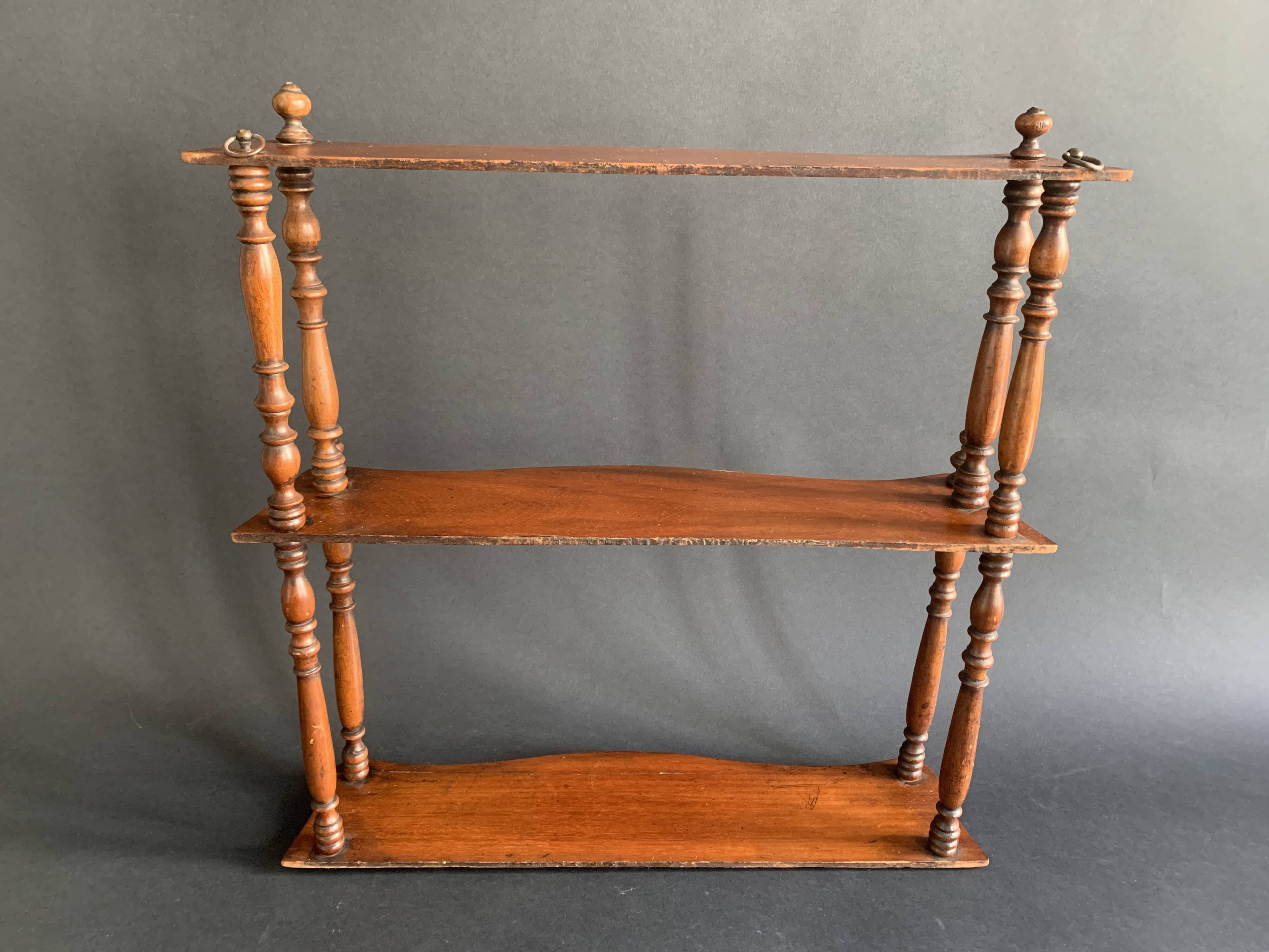 Napoleon III wall shelf in turned wood, 19th century