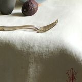 Nappe de vendange ancienne en chanvre teintée en vert mousson