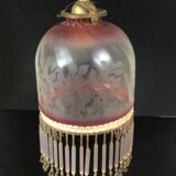 Art deco pendant lamp in glass and pearls