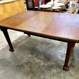 Table antique Anglaise sur roulettes en bois de chêne massif par Joseph Fitter (XIXe siècle)