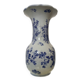 Large antique Delft blue and white porcelain vase signed