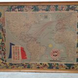 Carte des lignes compagnie générale Transatlantique 1959 encadrée