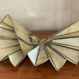 Pair of brass and glass wall lights