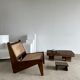 Asian solid wood quadripod brutalist coffee table H30 L81 l42