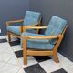 Walter Knoll blue fabric armchairs 1960s