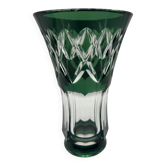 Cut and lined green crystal vase from Val Saint-Lambert