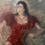 Tableau signé huile sur toile cartonnée « danseuse de Flamenco »