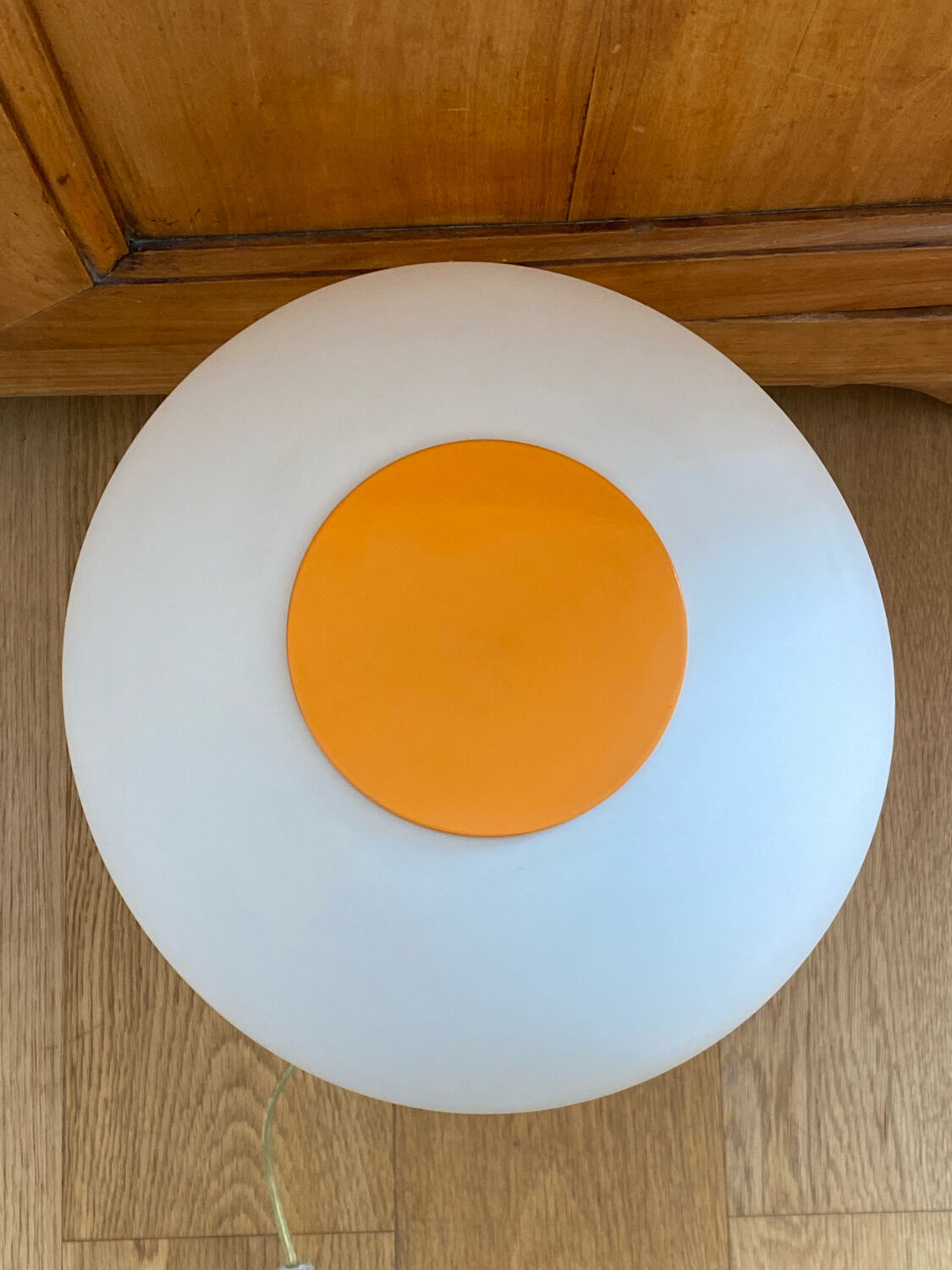 Mushroom lamp vintage metal lacquered orange and plastic