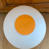 Mushroom lamp vintage metal lacquered orange and plastic