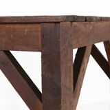 French industrial console table in solid wood, 1920s
