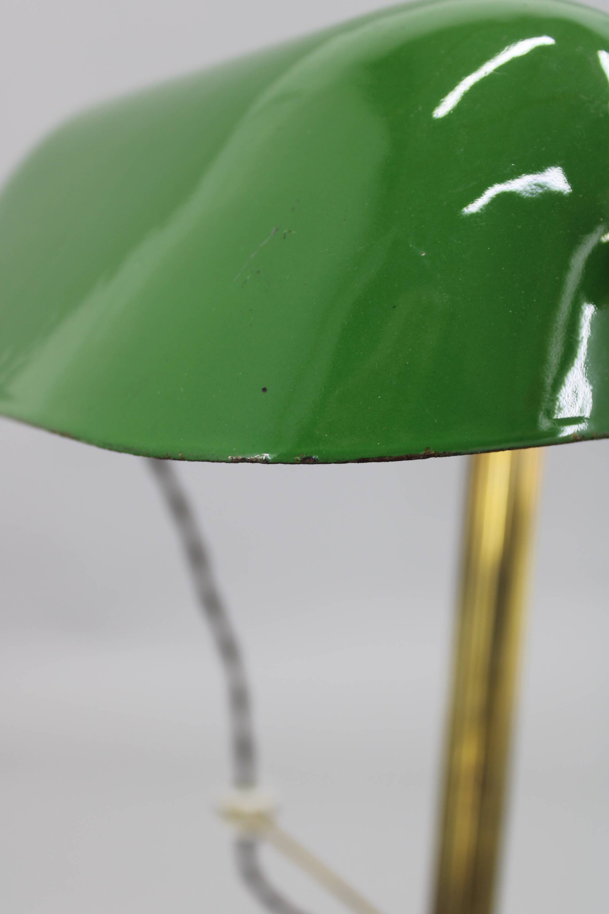 1930s Art Deco Brass  Banker Table Lamp, Czechoslovakia