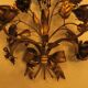Pair of gold plated wall double candleholders with roses by Hans Kögl, 1960
