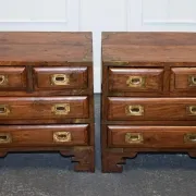 Vintage Military Campaign Brass Bedside Tables, Set of 2