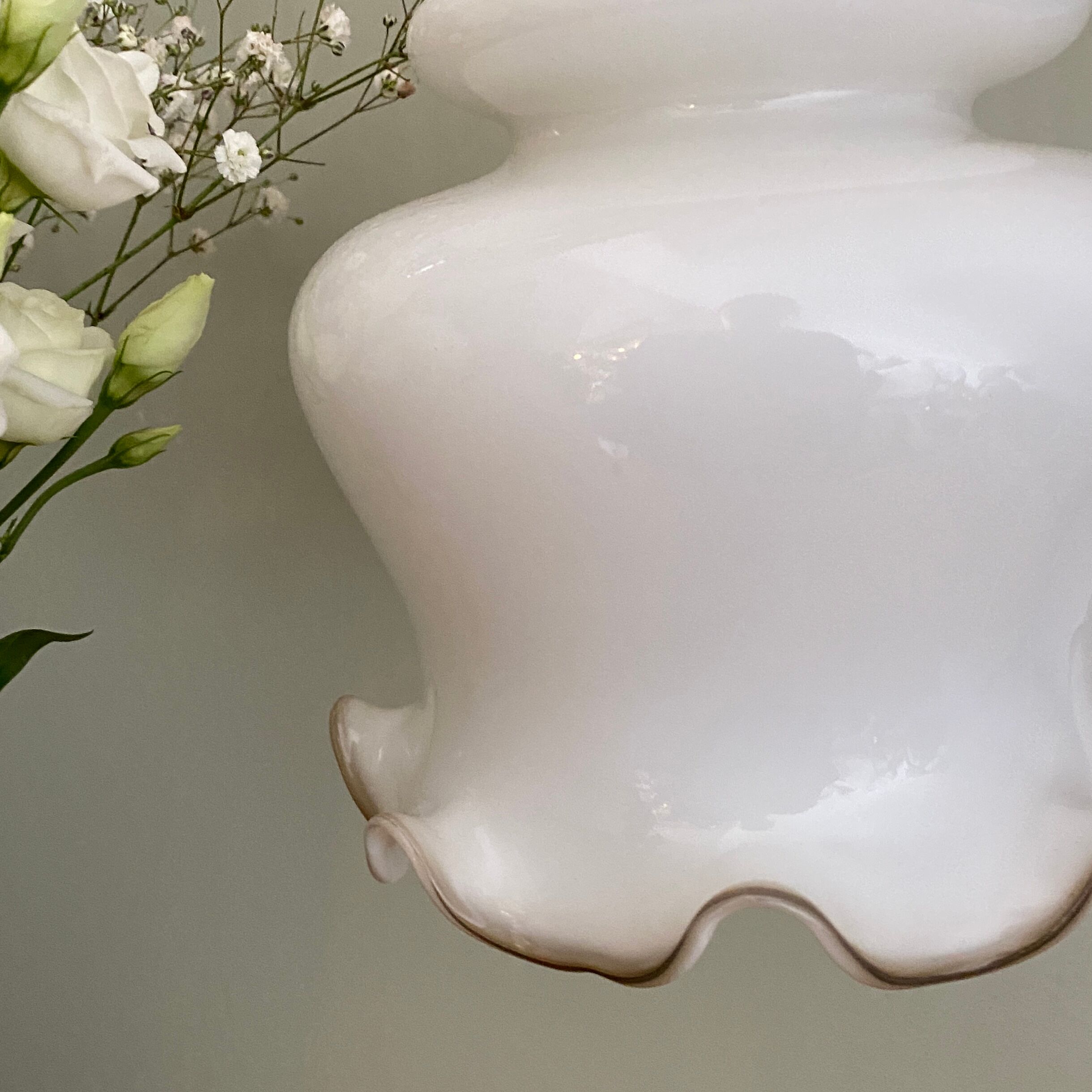 Vintage globe pendant lamp in white opaline