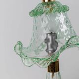 Murano Glass Table Lamp in Delicate Green, Wavy Shade, Italian 1980s Design – Elegant Bedside Decor