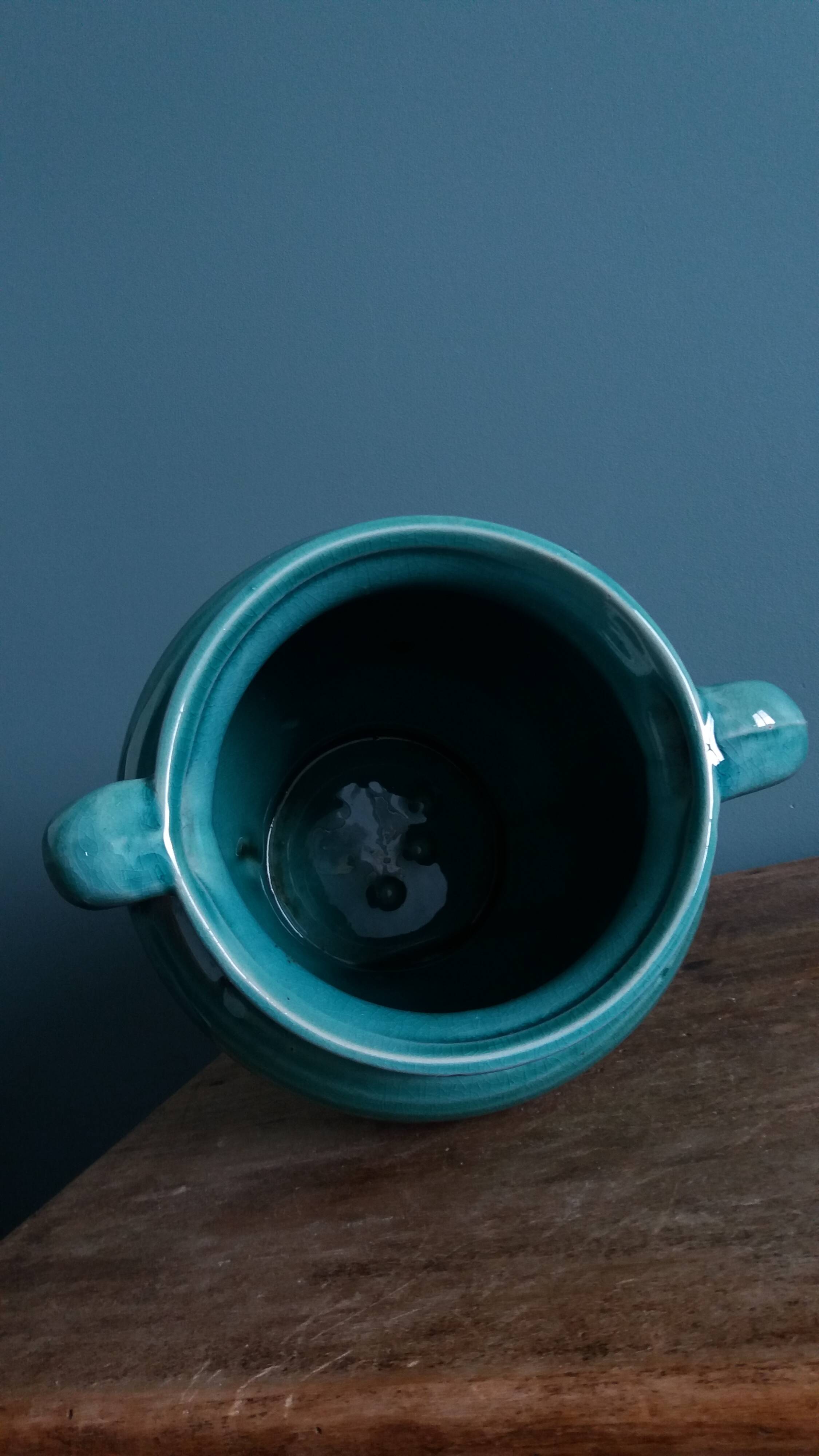 Glazed green-blue ceramic vase