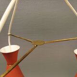 Hanging lamp with three shades/light sources, probably designed by Bent Karlby in the late 1950s