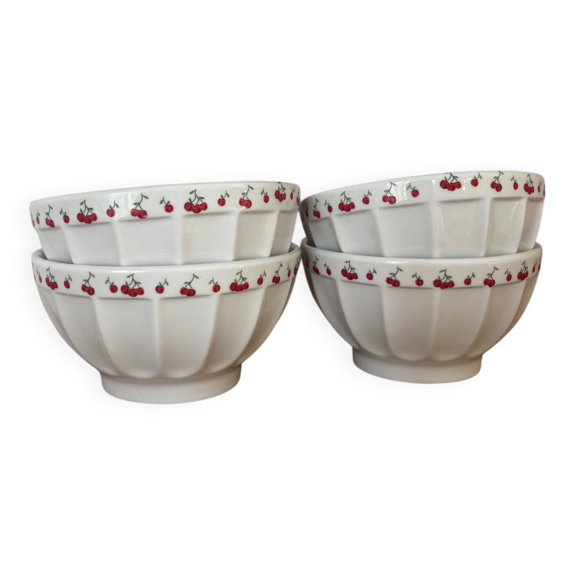 Set of 4 ribbed bowls Geneviève Lethu Linvosges cherries