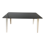 Black and white powder-coated metal dining table - Prouvé style