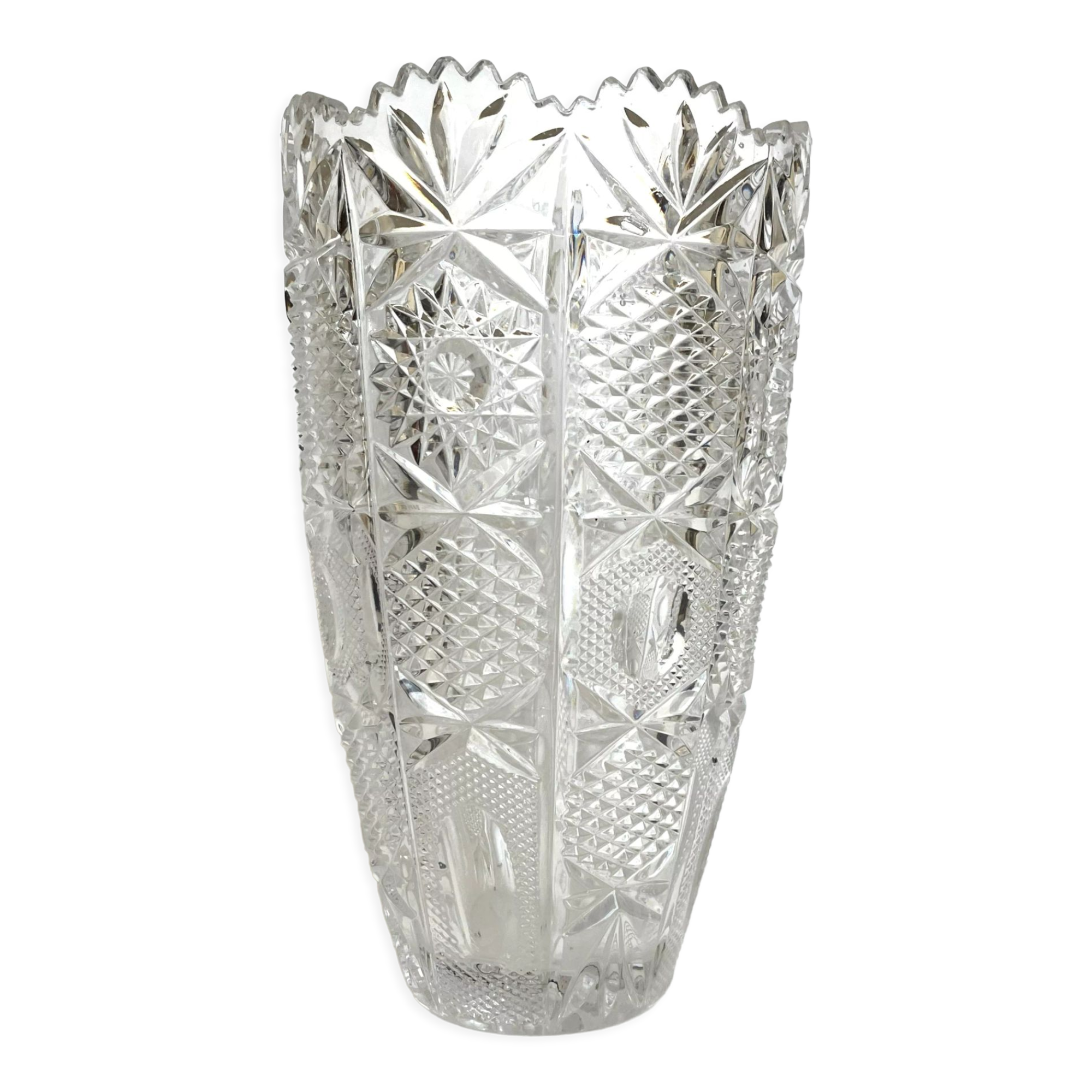 Carved crystal vase